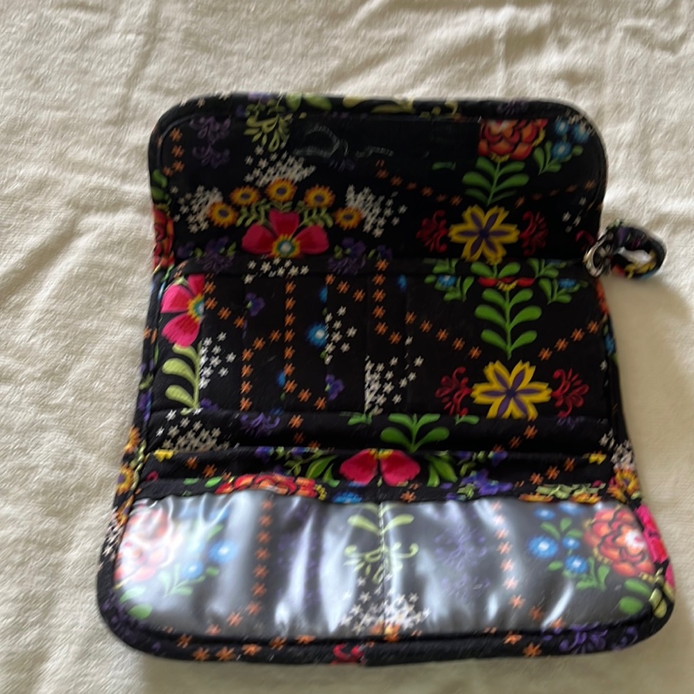 Vera Bradley wrist wallet, Velcro closer, multi pockets and zipper for change
